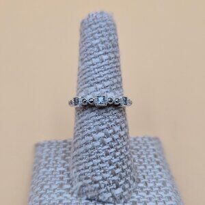 Size 7 Sterling Silver Square Cubic Zirconia And Marcasites Ring A4999